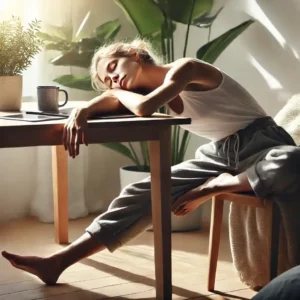 Femme avachie insomnie problème de sommeil et hypnose