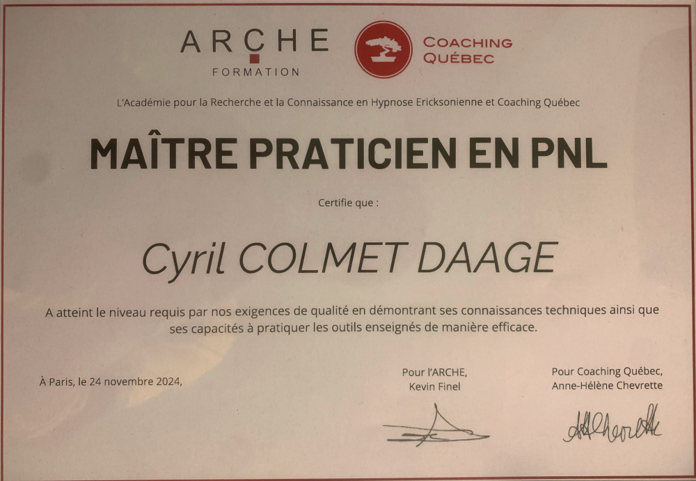 Diplome Maitre praticien NLP